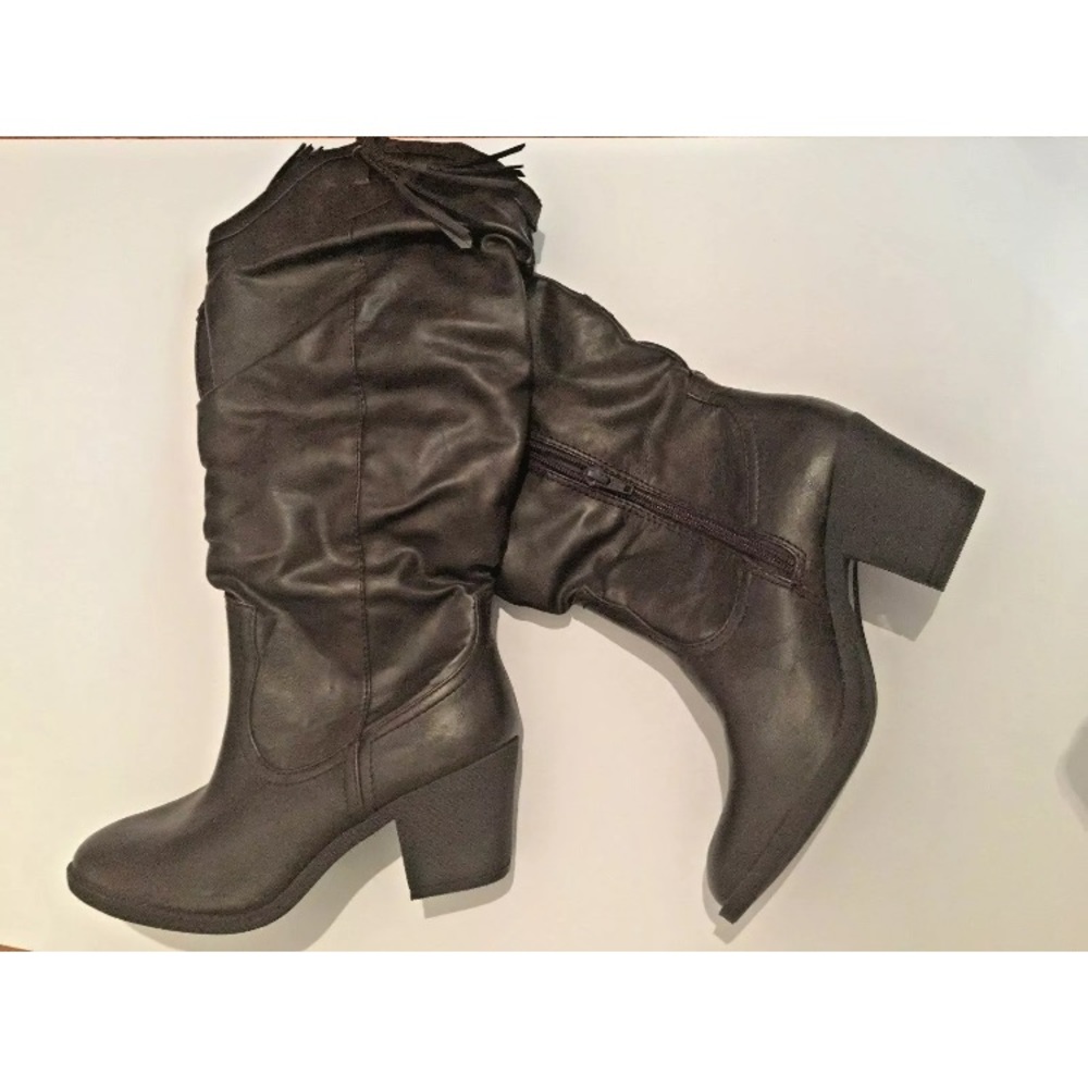 CALL IT SPRING Faux Leather Brown Cowboy Boots - Picture 7 of 14